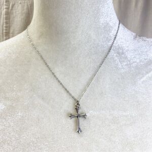 BSD Bob Siemon Pewter Cross Necklace puffy detailed pendant necklace